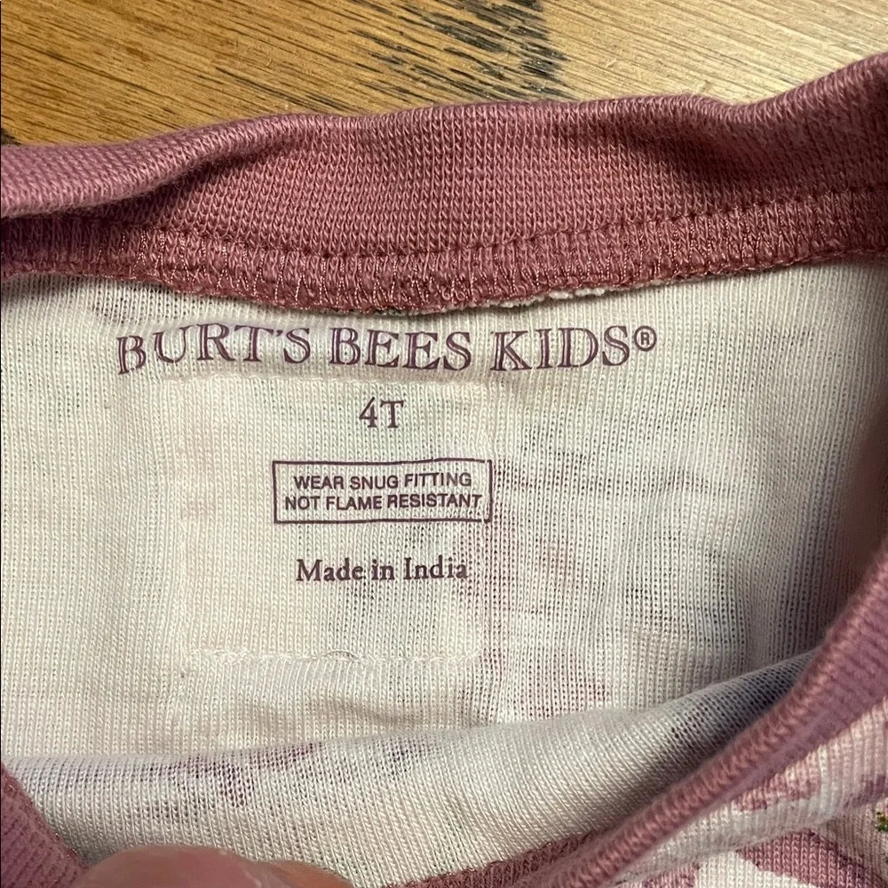 Burt's Bees Mauve and Green Floral Long Sleeve Tee size 4T